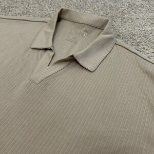 BYLT Premium Basics Open V Polo Shirt XL Tan Ribbed V-Neck Short Sleeve